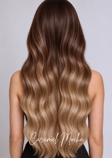 Echthaar Extensions in Caramel Mocha – Rubin Extensions®