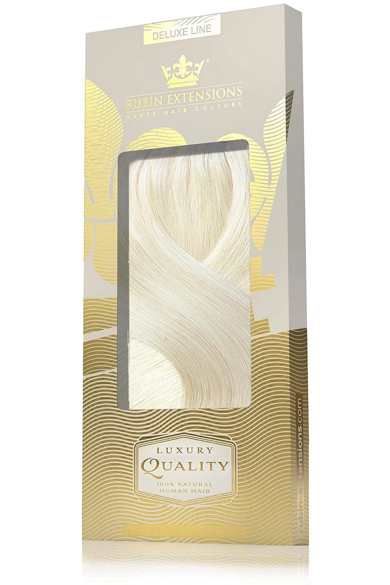 Verpackung der Clip-In Echthaar Extensions Hellblond, Deluxe Line – Rubin Extensions®