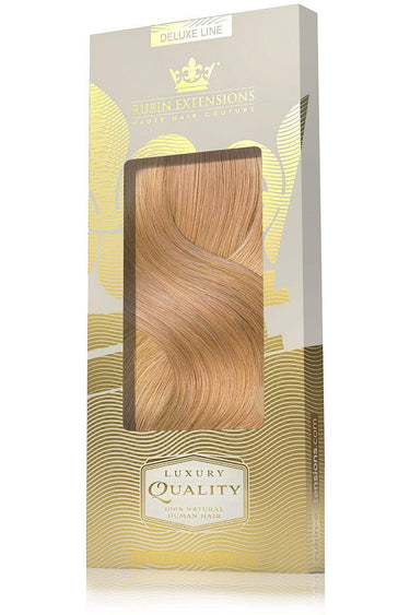 Edle Box der Clip-In Extensions Deluxe Line, Farbton Hellbraun-Karamell, ideal als Geschenk – Rubin Extensions®