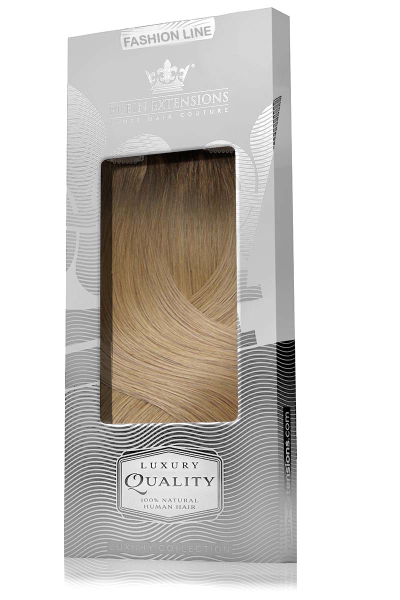 Geschenkverpackung der Clip-in Extensions Fashion Line in Schwarz-Braun & Hellbraun-Karamell – Rubin Extensions®