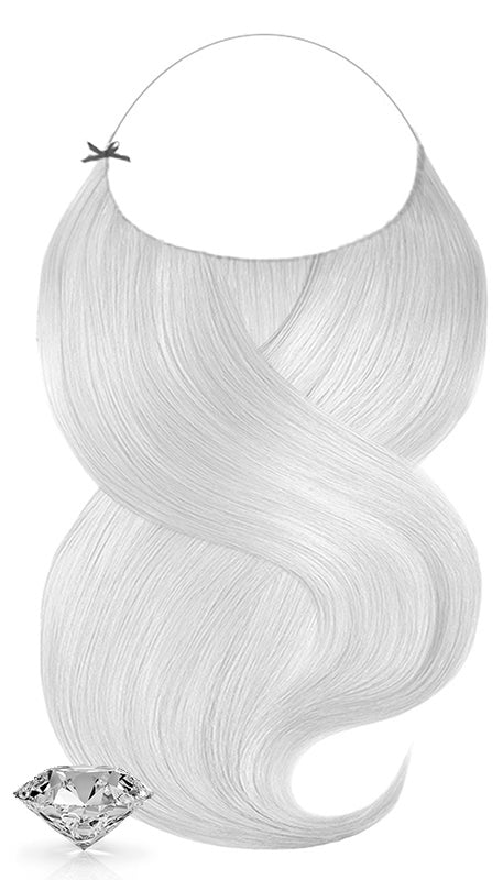 One-Piece Halo Haarteil Diamond Line in Silberblond, 30 cm, Remy Qualität Echthaar – Rubin Extensions®