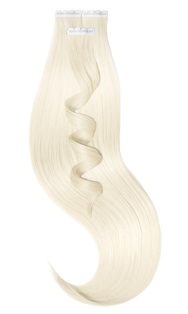 Vollansicht der Tape-In Extensions in Hellblond, Excellence Line, Länge 35–55 cm – Rubin Extensions®