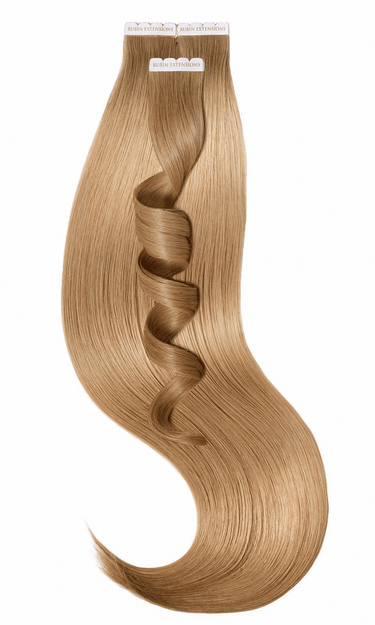 Tape-in Echthaarsträhnen in Hellbraun-Karamell, Pro Deluxe Line, 100% Echthaar – Rubin Extensions®