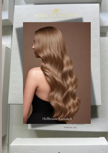 Echthaar Extensions in Hellbraun-Karamell – Rubin Extensions®