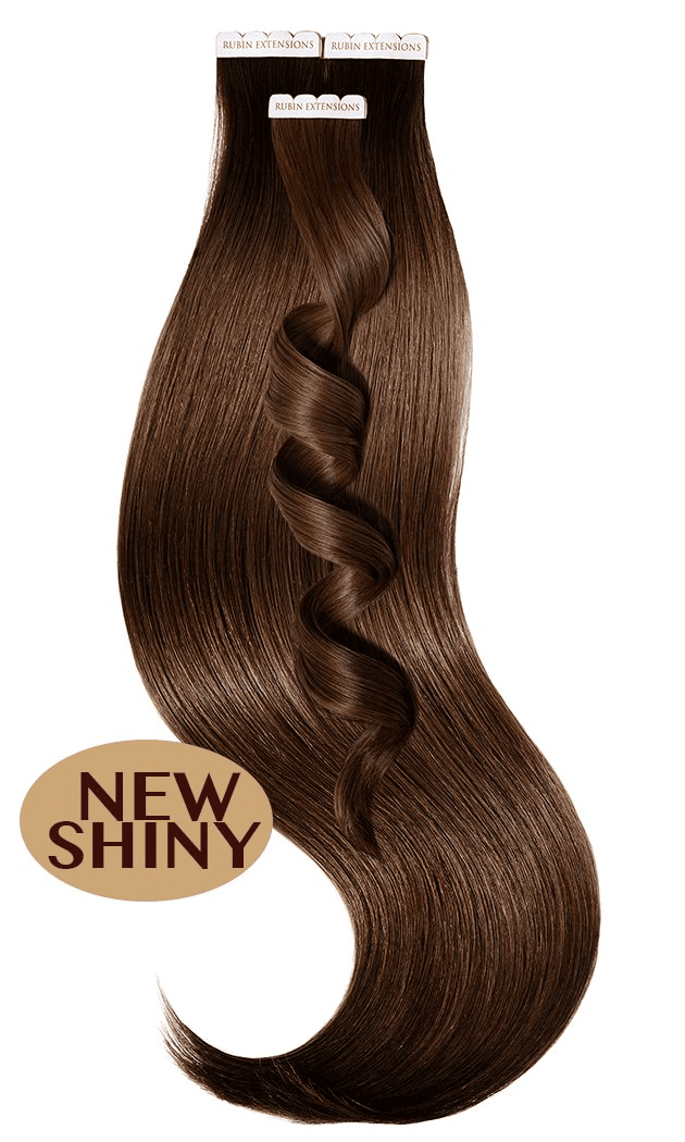 Tape-in Echthaarsträhnen Pro-Deluxe Line in Kastanien-Dunkelbraun, Länge 40–50 cm – Rubin Extensions®
