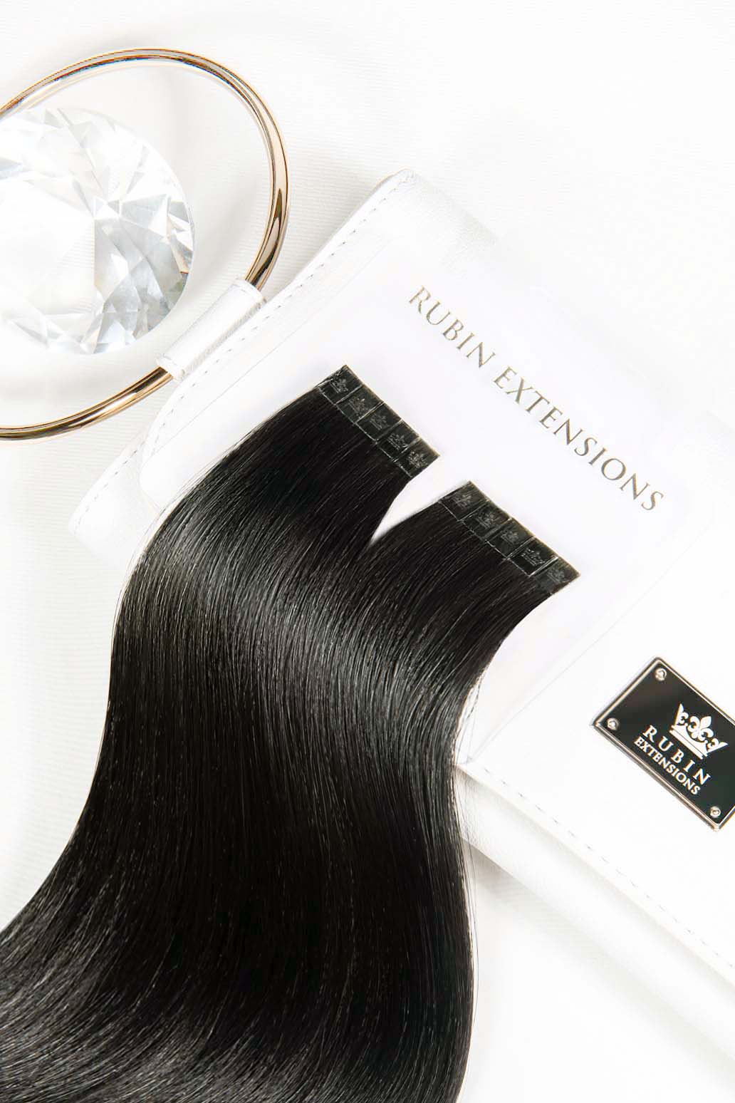 Excellence Line Keratin Bonding Extensions in Natural Schwarz-Braun, Länge 35–55 cm, 100% Echthaar – Rubin Extensions®