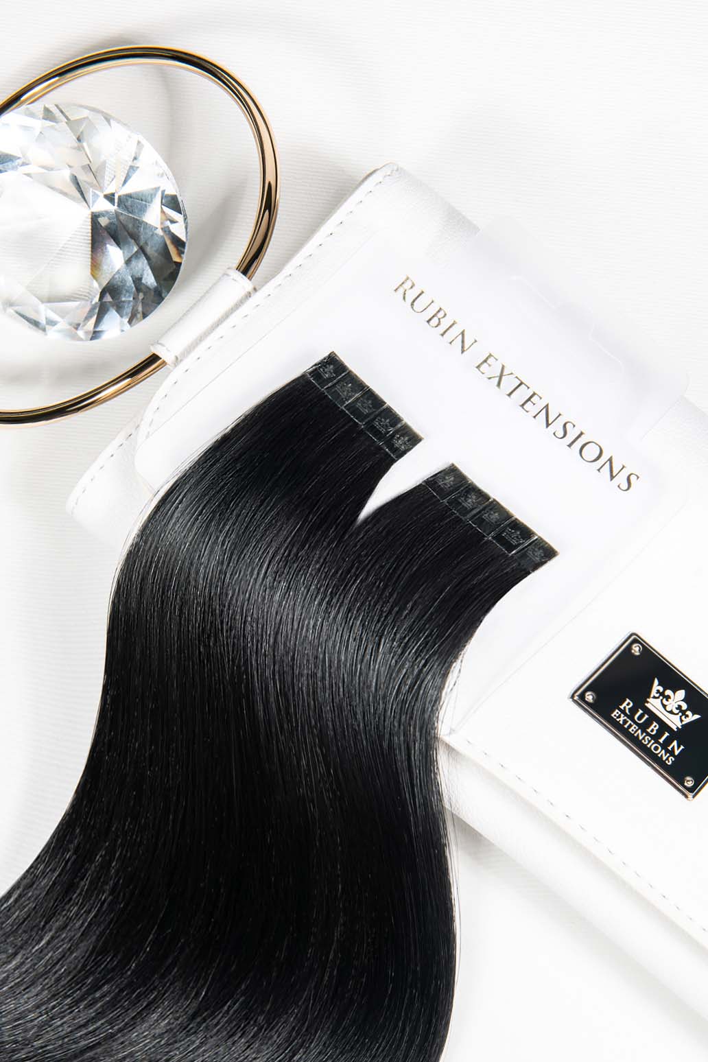 Geschenkverpackung der Keratin Bondings Haarsträhnen in Schwarz, Premium Line – Rubin Extensions®