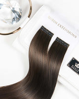 Geschenkverpackung der Keratin Bondings Haarsträhnen in Schoko-Dunkelbraun, Premium Line – Rubin Extensions®