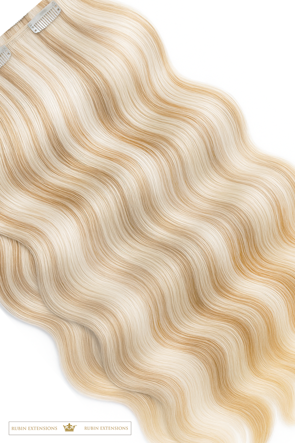 Balayage Clip-In Extensions Diamond Line Hellblond & Honigblond, Vollansicht 30–50 cm, 100% Echthaar – Rubin Extensions®