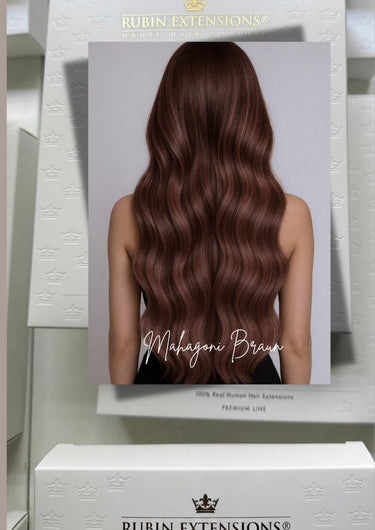 Echthaar Extensions in Mahagoni-Braun – Rubin Extensions®
