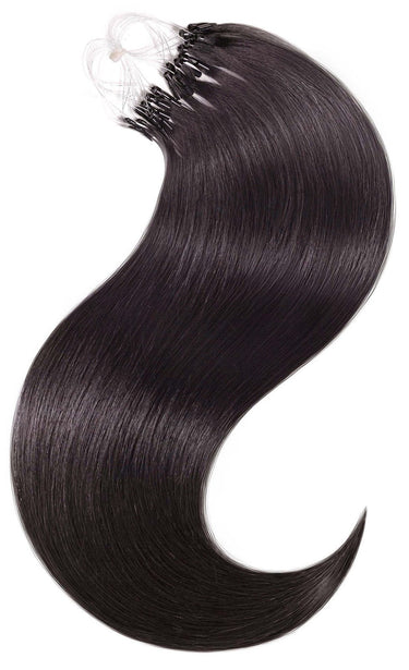 Microring Extensions der Pro Deluxe Line in Schwarz-Braun, 100% Echthaar, Länge 40–50 cm – Rubin Extensions®