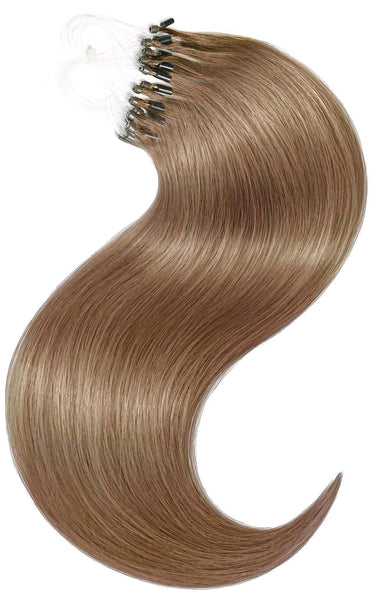 Hochwertige Pro Deluxe Microring-Strähnen im warmen Farbton Hellbraun-Karamell, 100% Echthaar in Remy Qualität – Rubin Extensions®