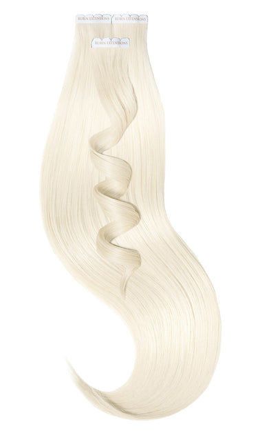 Produktfoto der unsichtbaren Tape-In Extensions in Platinblond, Excellence Line, 35–55 cm – Rubin Extensions®