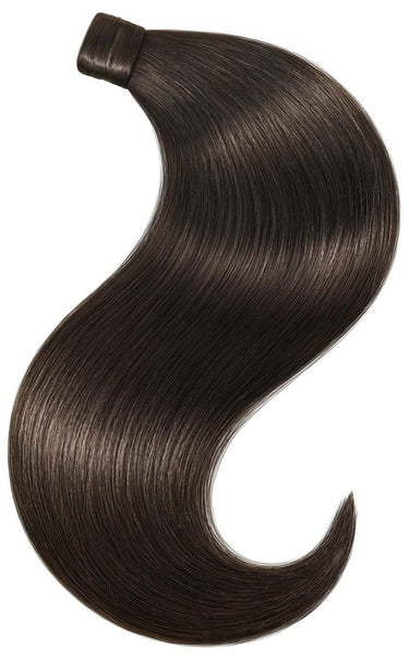 Echthaar-Pferdeschwanz zum Clip-In in Schwarz-Braun, wählbare Längen von 35 bis 55 cm – Rubin Extensions®