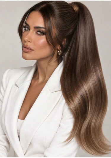 Ponytail Echthaar Extensions Farbe Sombre Balayage 56cm Lange | Rubin Extensions Shop