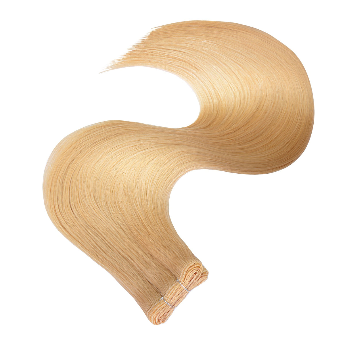 Genius Weft Haartresse Pro Deluxe Line in Honigblond flach ausgelegt, Länge 50 cm, 100% Echthaar – Rubin Extensions®