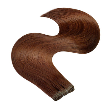 Premium Line Genius Weft Haartresse in Mahagoni-Braun, 100% Echthaar, Länge 50 cm ausgelegt – Rubin Extensions®