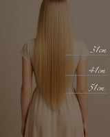 Keratin-Strähnen in Schoko-Dunkelbraun mit Längenmarkierung, 26 bis 56 cm – Rubin Extensions®