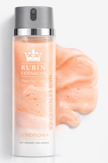 Cremige Textur des Conditioners für Echthaar Extensions, Inhalt 200ml – Rubin Extensions®