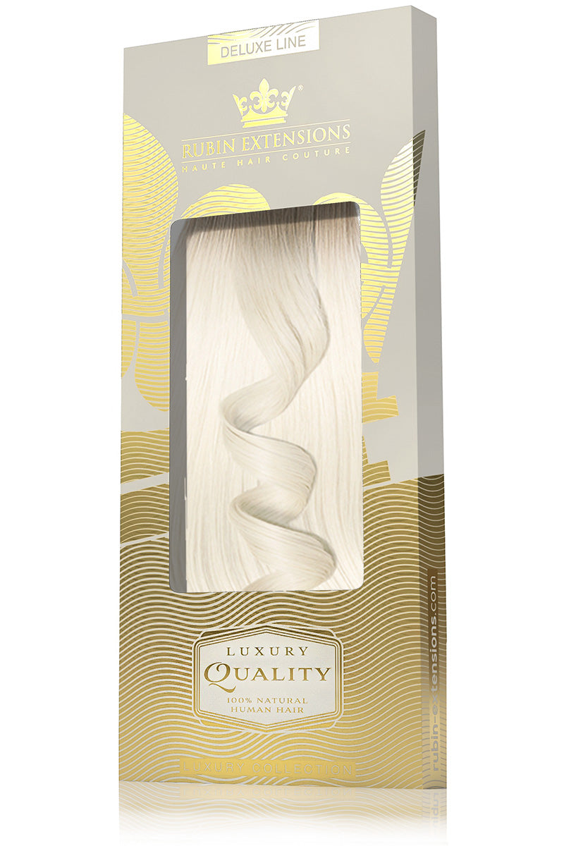 Verpackung der Tape-in Extensions Natur-Goldbraun & Hellblond, kurzer Ansatz Kollektion – Rubin Extensions®