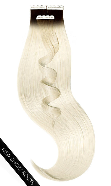 Set der unsichtbaren Tape-in Extensions in Schwarz-Braun & Platinblond, Remy Qualität Echthaar – Rubin Extensions®