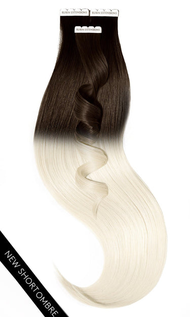Tape-in Extensions Ombre Line in Schwarz-Braun & Platinblond, 41–51 cm, 100% Echthaar – Rubin Extensions®