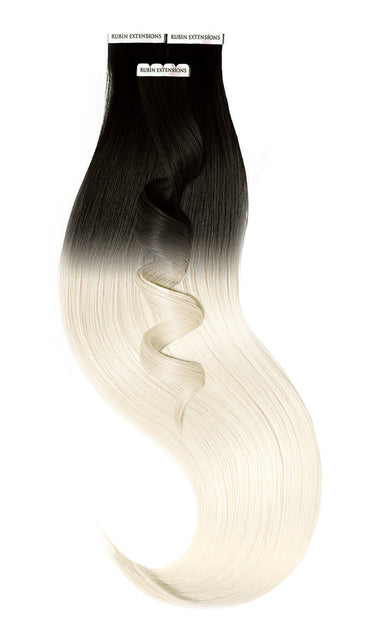 Tape-in Extensions Ombré Line in Schwarz & Hellblond, Länge 51 cm, 100% Echthaar – Rubin Extensions®