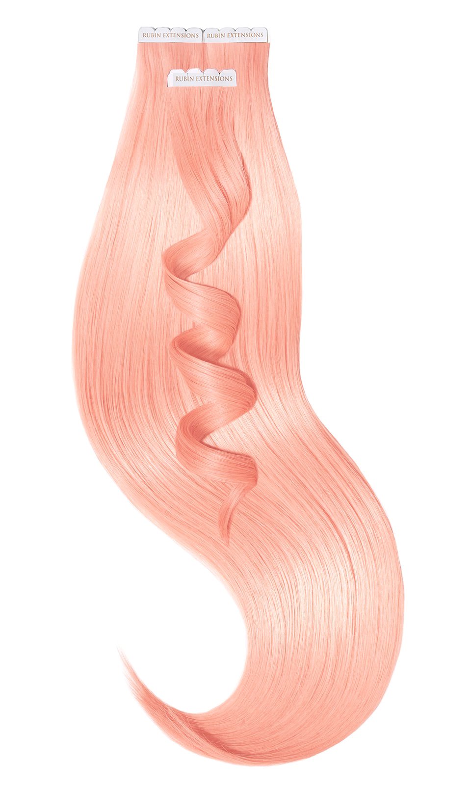 Glänzende Tape-in Strähnen in Peach Pastell, Pro Deluxe Pastell Line, 25g, 100% Echthaar – Rubin Extensions®