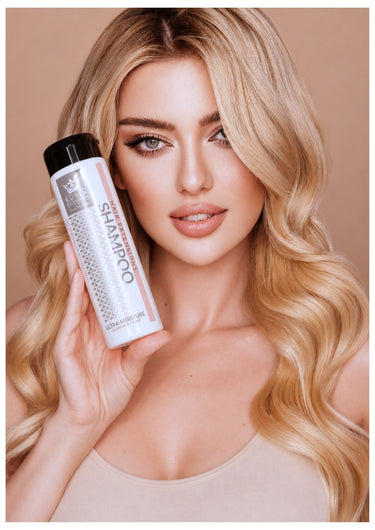 Rubin Extensions Ultra-Moisture Glamour Shine Shampoo für Echthaar Extensions, Flasche mit Verpackung – Rubin Extensions®
