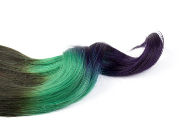 Clip-in Extensions Ombré Line in Schoko-Dunkelbraun & Grün & Blau, Länge 50 cm, Fashion-Farbverlauf – Rubin Extensions®