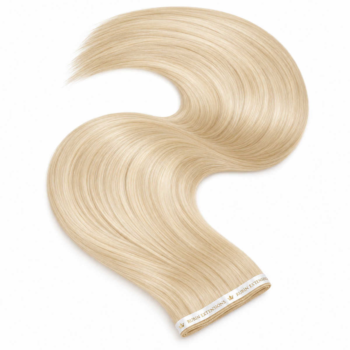 Genius Wefts Tape-in Echthaar Extensions in Goldblond – geschwungene Haartresse, Premium Line – Rubin Extensions®