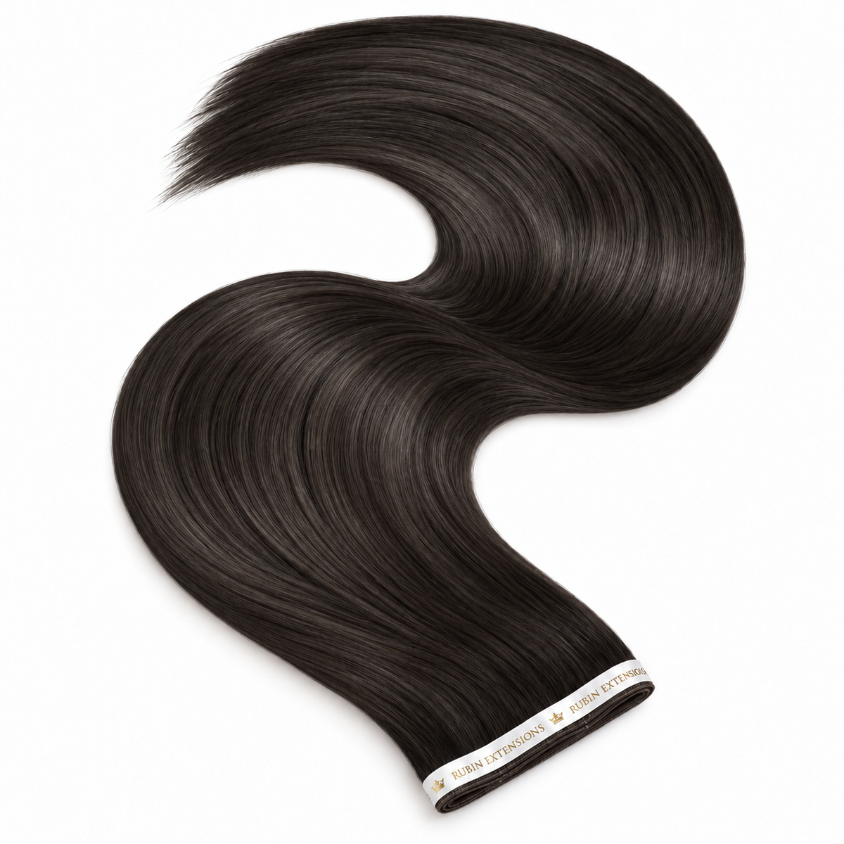 Genius Wefts Tape-in Echthaar Extensions in Schwarz-Braun – geschwungene Haartresse, Premium Line – Rubin Extensions®