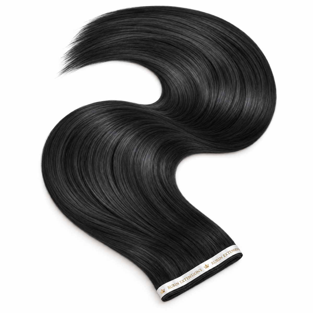 Genius Wefts Tape-in Echthaar Extensions in Schwarz – geschwungene Haartresse, Premium Line – Rubin Extensions®