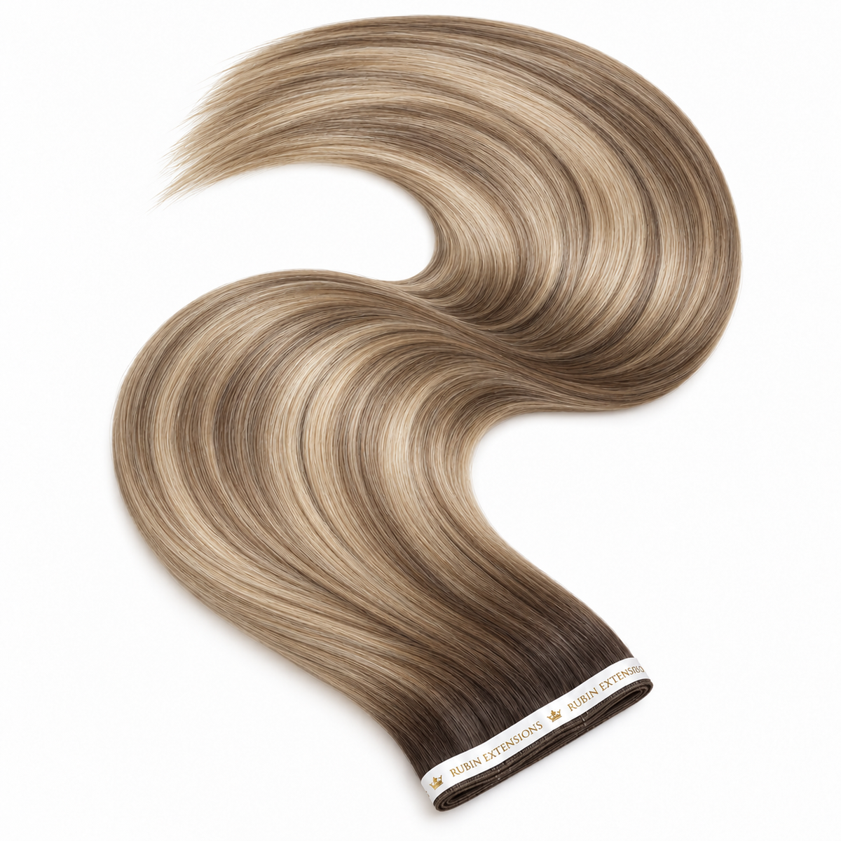 Genius Wefts Tape-in Echthaar Extensions in Sunkissed-Blonde – geschwungene Haartresse, Premium Line – Rubin Extensions®
