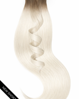 Tape-in Extensions mit kurzem Ansatz in Natur-Goldbraun & Hellblond, Gesamtansicht, 41–51 cm – Rubin Extensions®
