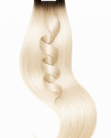 Stilisierte Produktdarstellung der Tape-in Extensions Pro Deluxe Line in Schwarz-Braun & Platinblond – Rubin Extensions®