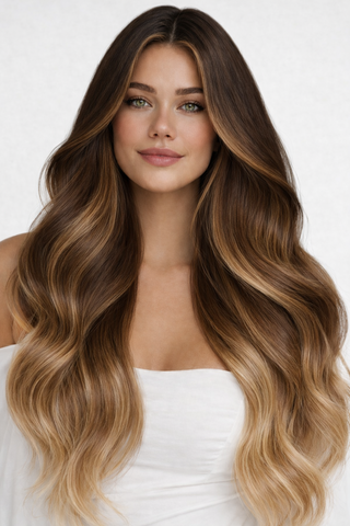 Rubin Extensions - Clip in Extensions - Fashion Line -Schwarz-Braun & Hellbraun-Karamell