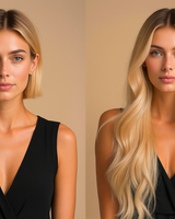 Rückansicht der Haarverlängerung in Honigblond & Hellblond, Tape-in Extensions Pro-Deluxe Line – Rubin Extensions®