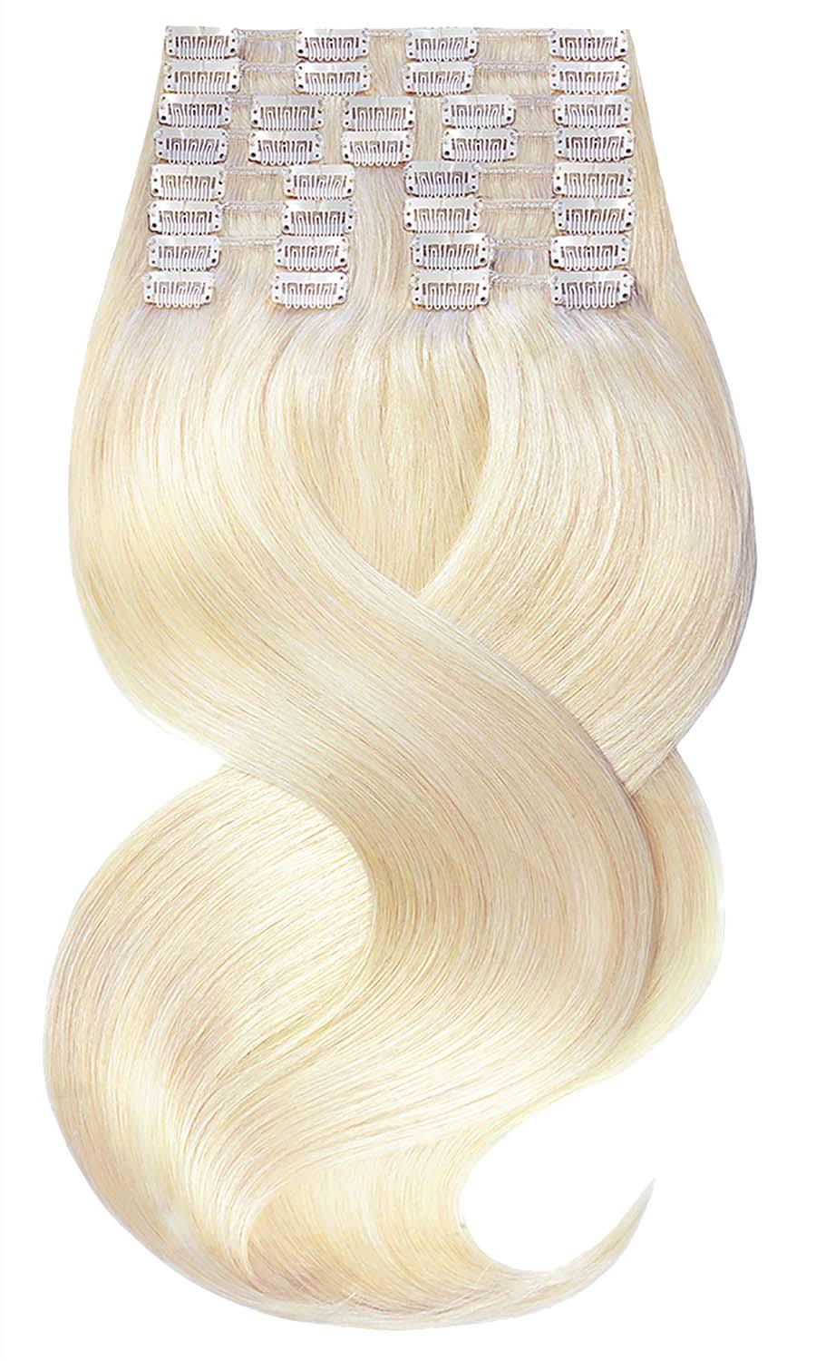 Clip-In Echthaar Extensions Hellblond, Deluxe Line, 60–70 cm, 100% Echthaar – Rubin Extensions®