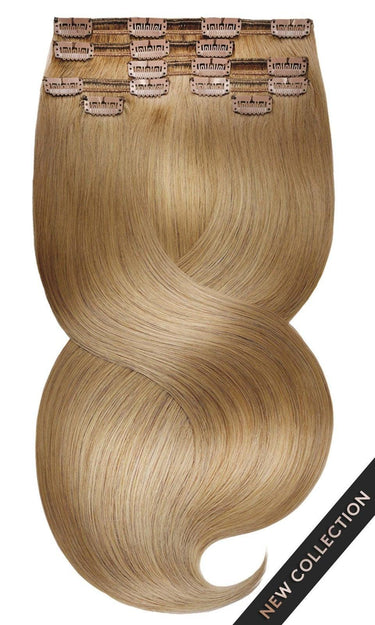 Clip-In Echthaar Extensions Hellbraun-Karamell, Fashion Line, in den Längen 45 bis 50 cm – Rubin Extensions®