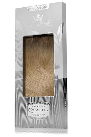 Geschenkverpackung der Clip-in Extensions Fashion Line in Schwarz-Braun & Hellbraun-Karamell – Rubin Extensions®
