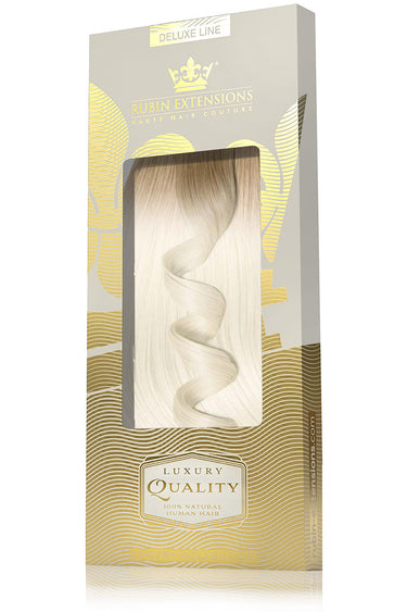 Geschenkbox der Tape-in Echthaarsträhnen in Shadowed Blonde, 100% Echthaar – Rubin Extensions®
