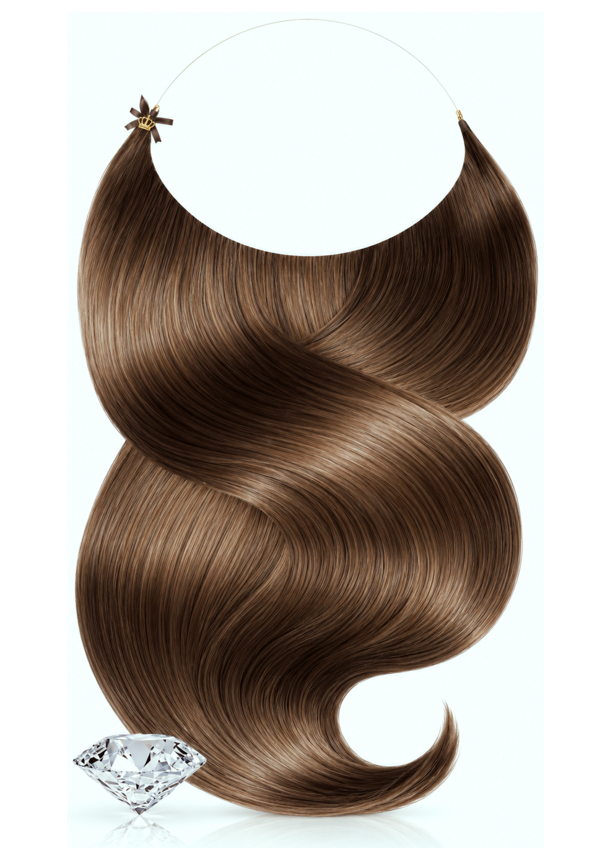 Halo Echthaarband in Natur-Goldbraun, One-Piece Extensions, Diamond Line, glänzendes Echthaar – Rubin Extensions®