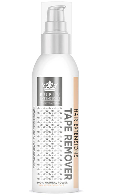 Nahaufnahme der Verpackung des Tape Remover 100 ml zur Entfernung von Klebestreifen – Rubin Extensions®