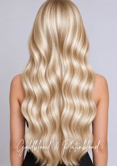 Echthaar Extensions in Goldblond & Platinblond – Rubin Extensions®