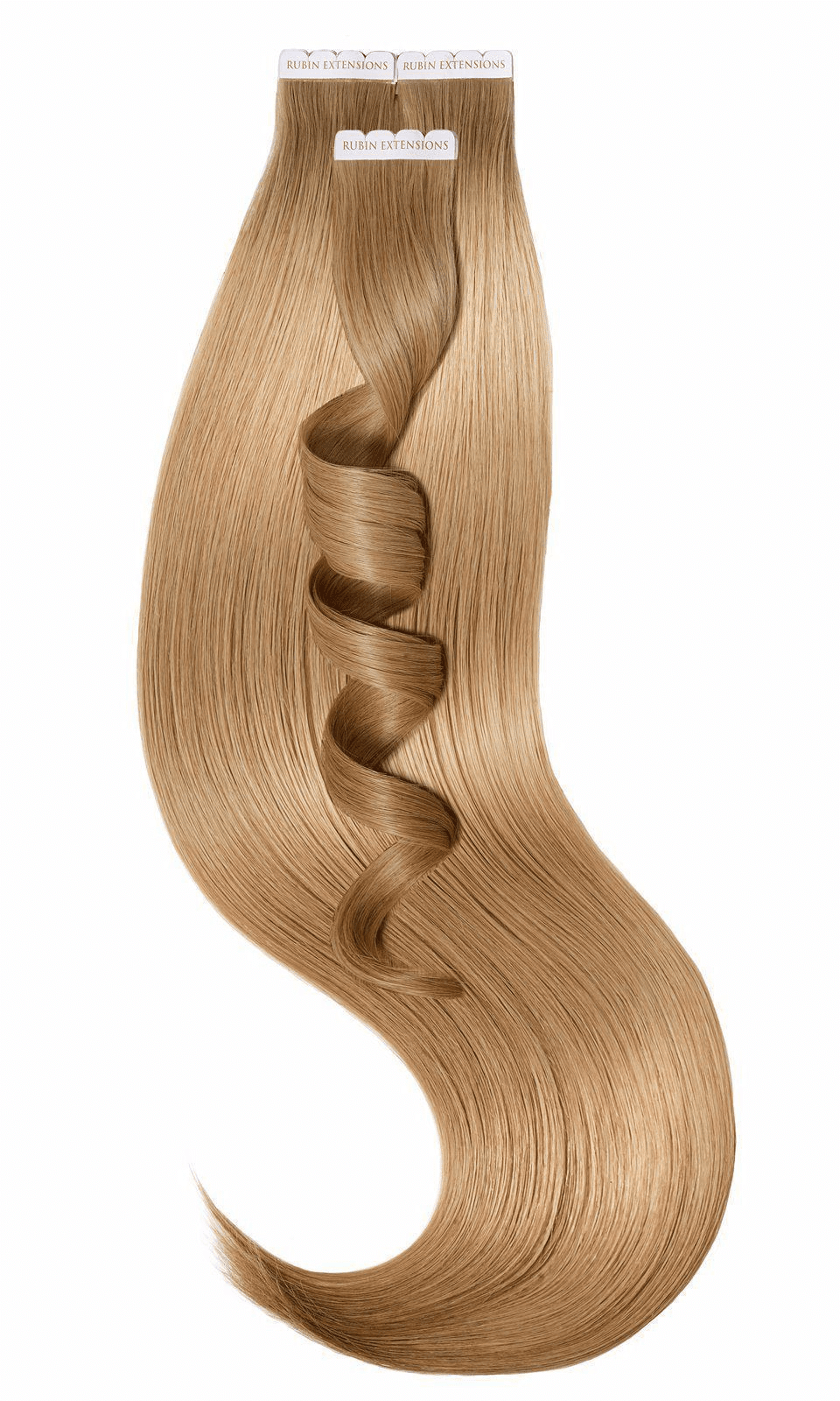 Tape-in Echthaarsträhnen in Hellbraun-Karamell, Pro Deluxe Line, 100% Echthaar – Rubin Extensions®
