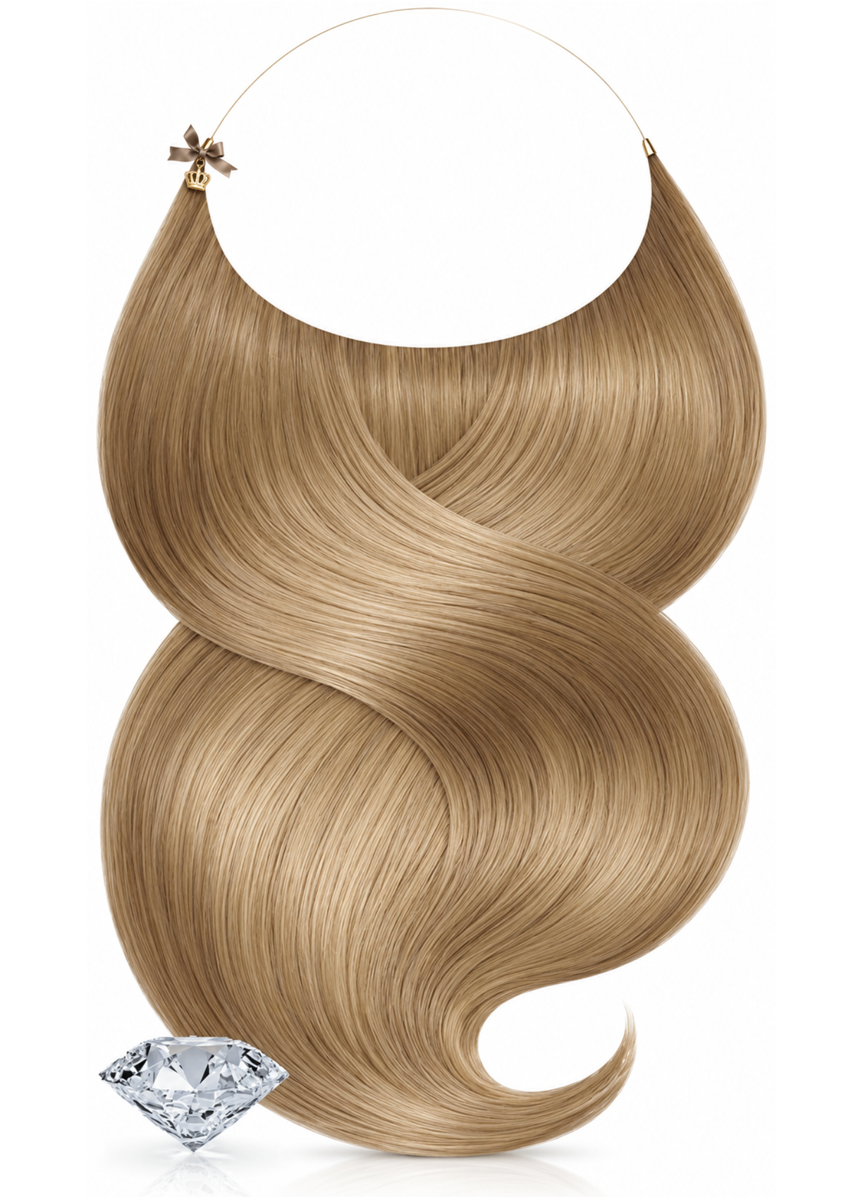 Halo Echthaarband in Hellbraun-Karamell, One-Piece Extensions, Diamond Line – Rubin Extensions®