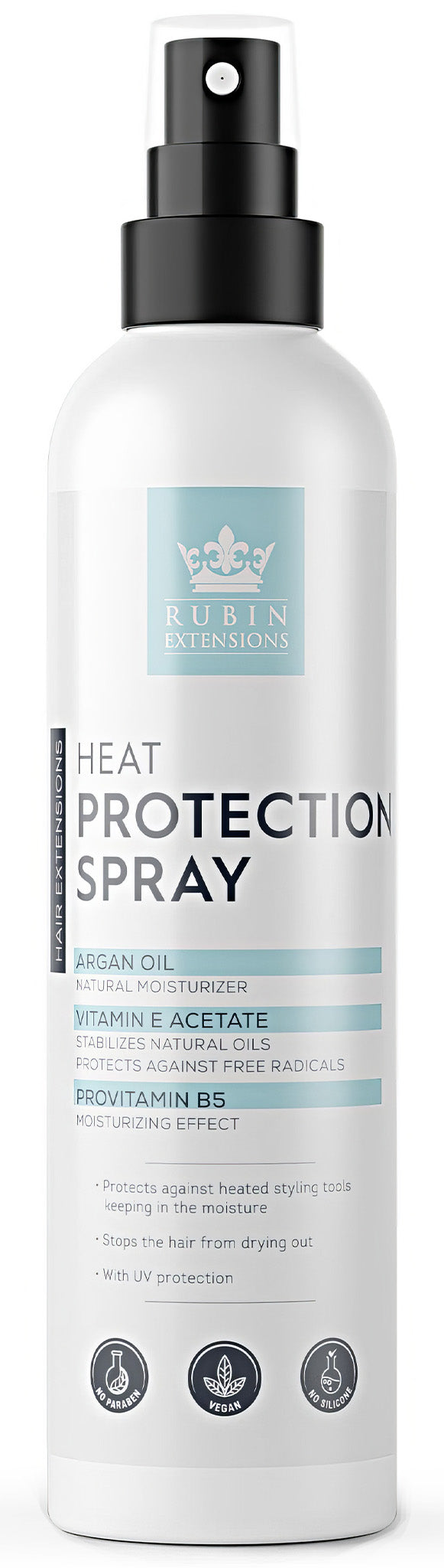 Hitzeschutz- und UV-Schutz-Spray 200ml zum Schutz von Echthaar Extensions vor Styling-Hitze und Sonne – Rubin Extensions®