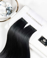 Geschenkverpackung der Keratin Bondings Haarsträhnen in Schwarz, Premium Line – Rubin Extensions®