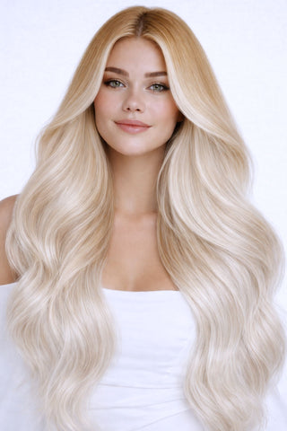 Clip-in Extensions Echthaar - Fashion Line, Rooted Honigblond & Silberblond